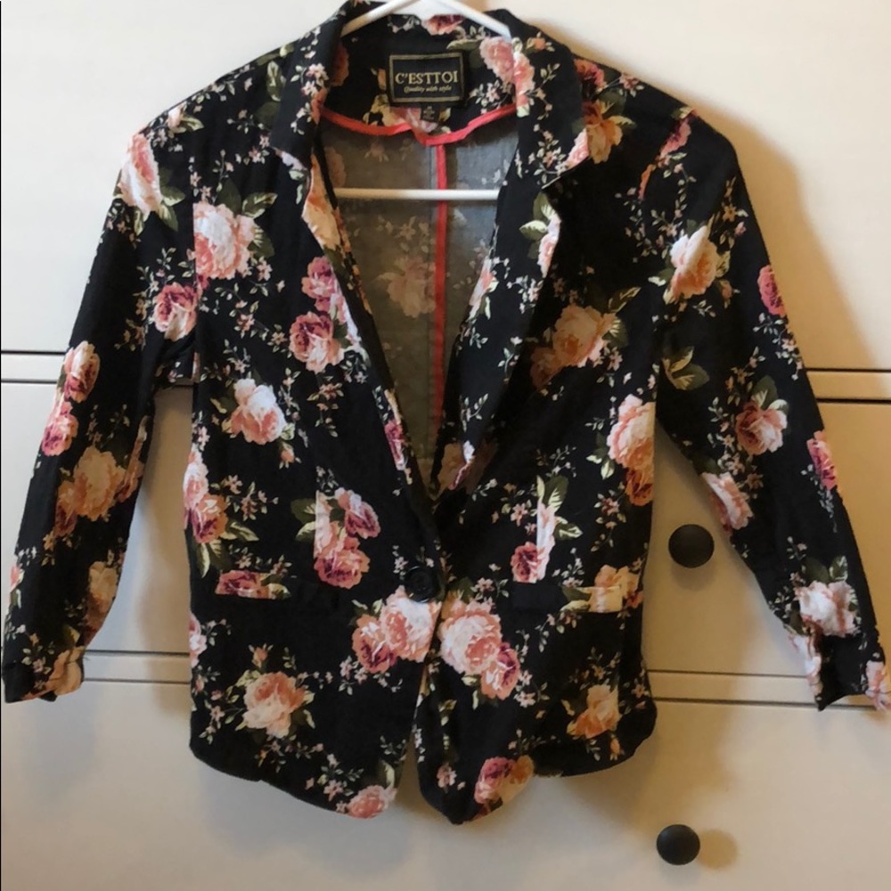 Black and floral blazer